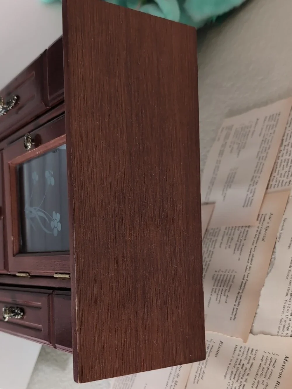 Wooden Jewelry Armoire Cabinet with Glass Door - Brown